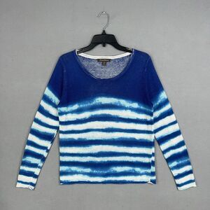 Tommy Bahama Sweater Womens Small Blue White Striped Coastal Resort Vacation
